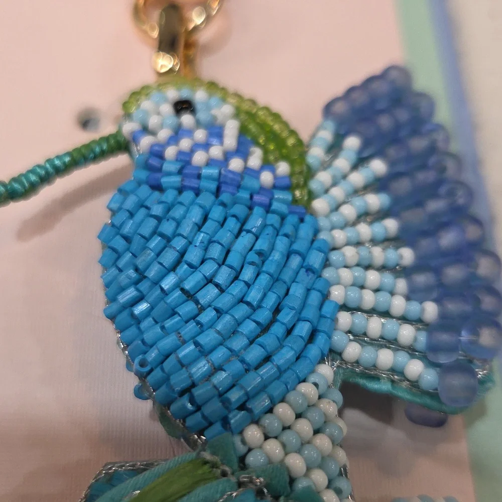 💙▪️Piper k ▪️Blue UK Exclusive Beaded Humming Bird Keychain Or Bag Charm